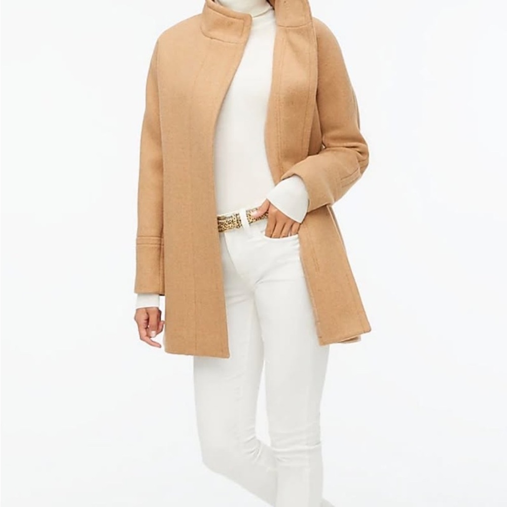 BNWT J Crew City Coat Size 2 in Heather Acorn (Stylish Tan Coat)